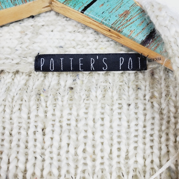 Potters Pot Oatmeal Speckled Cardigan Sz Sm EUC - Picture 9 of 9